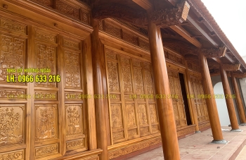 NHÀ GỖ MÍT 5 GIAN HIÊN THÔNG 24 CỘT